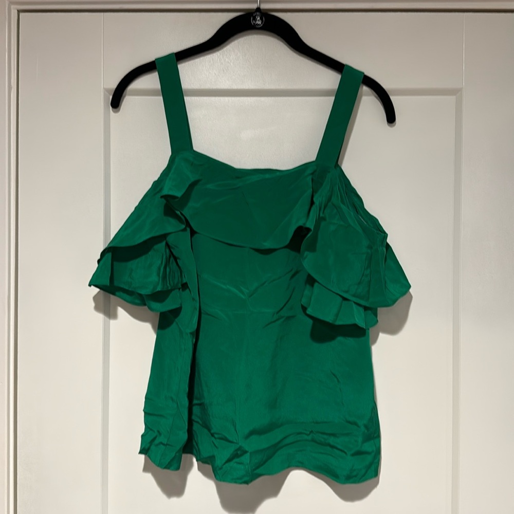 JCrew 100% silk off shoulder flounce tank top size 0